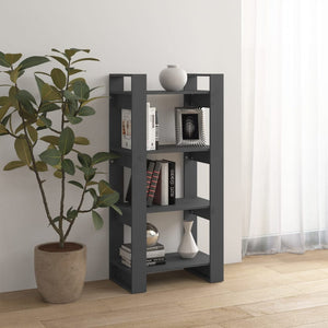 Graues Bücherregal Raumteiler Massivholz 60x125cm