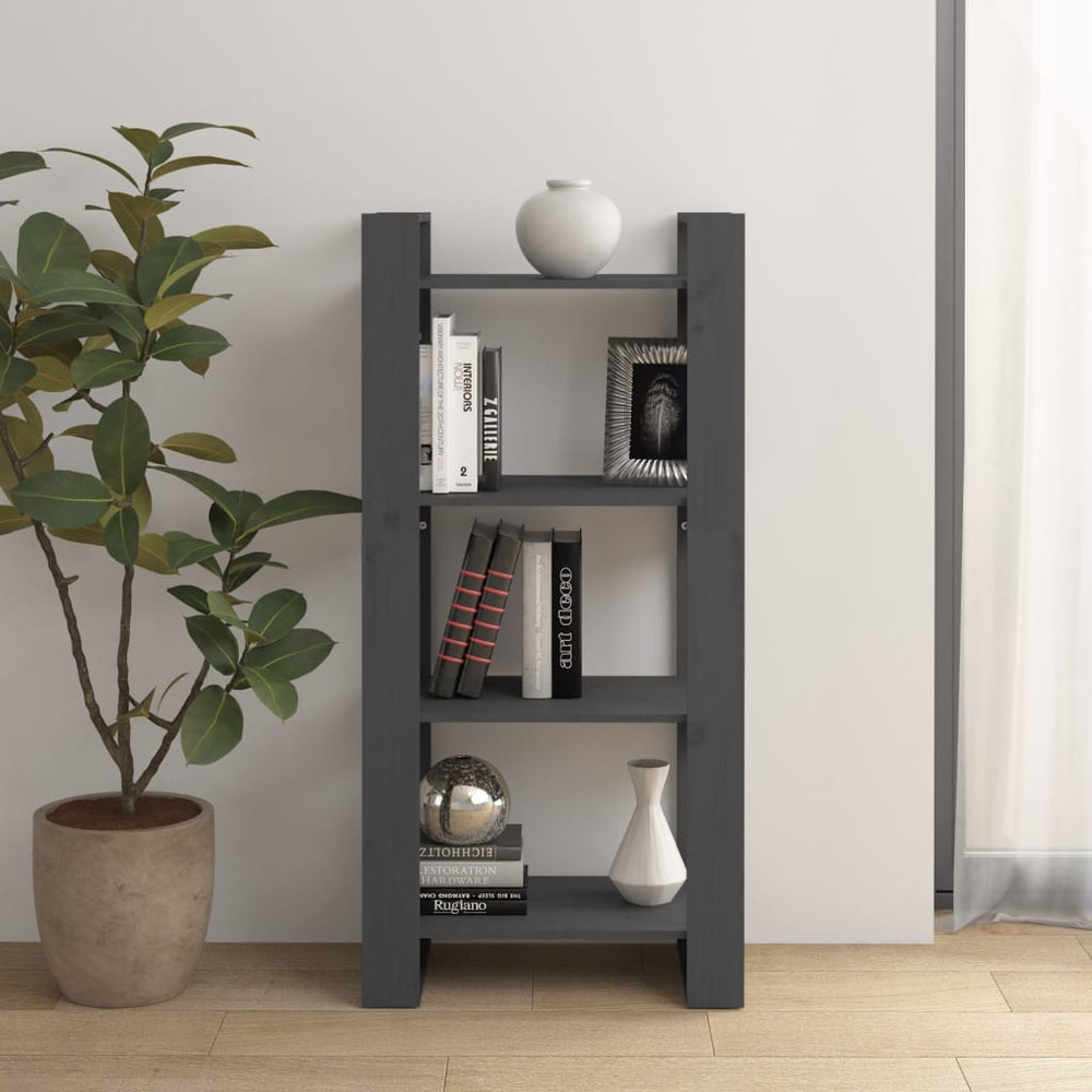 vidaXL Étagère/Séparateur de pièce Gris 60x35x125 cm Bois massif