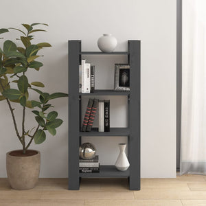 Graues Bücherregal Raumteiler Massivholz 60x125cm