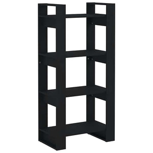 Schwarzes Bücherregal Raumteiler Massivholz 60x125cm