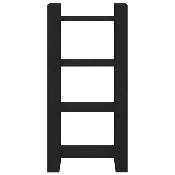 Schwarzes Bücherregal Raumteiler Massivholz 60x125cm