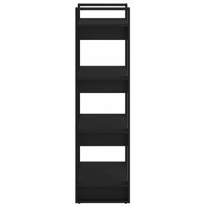Schwarzes Bücherregal Raumteiler Massivholz 60x125cm