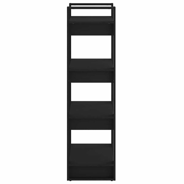 Schwarzes Bücherregal Raumteiler Massivholz 60x125cm