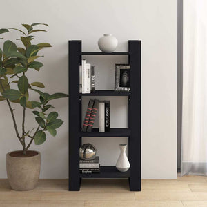 Schwarzes Bücherregal Raumteiler Massivholz 60x125cm