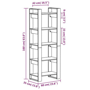 Weißes Bücherregal Raumteiler Massivholz 60x160 cm