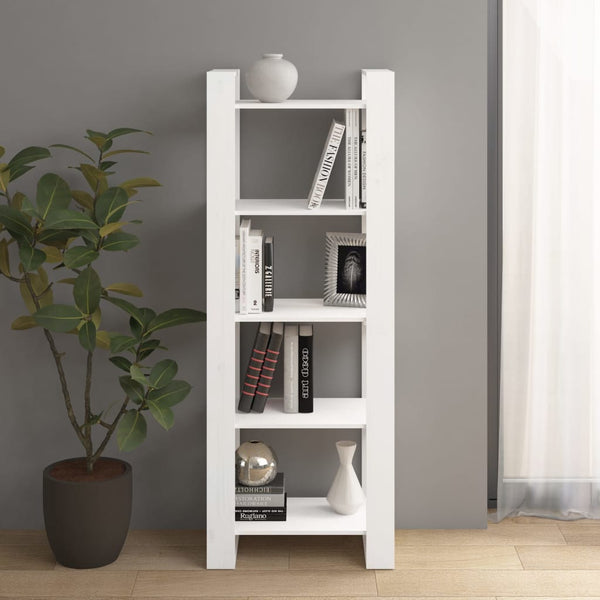 Weißes Bücherregal Raumteiler Massivholz 60x160 cm
