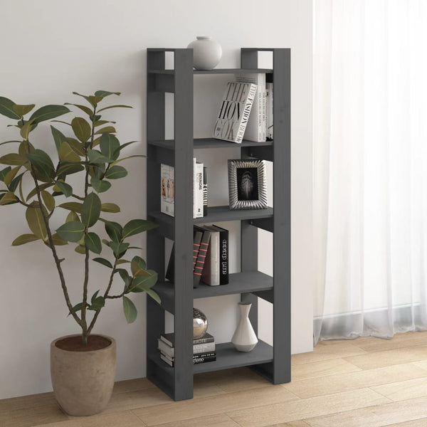 Graues Massivholz Bücherregal/Raumteiler 60x160 cm