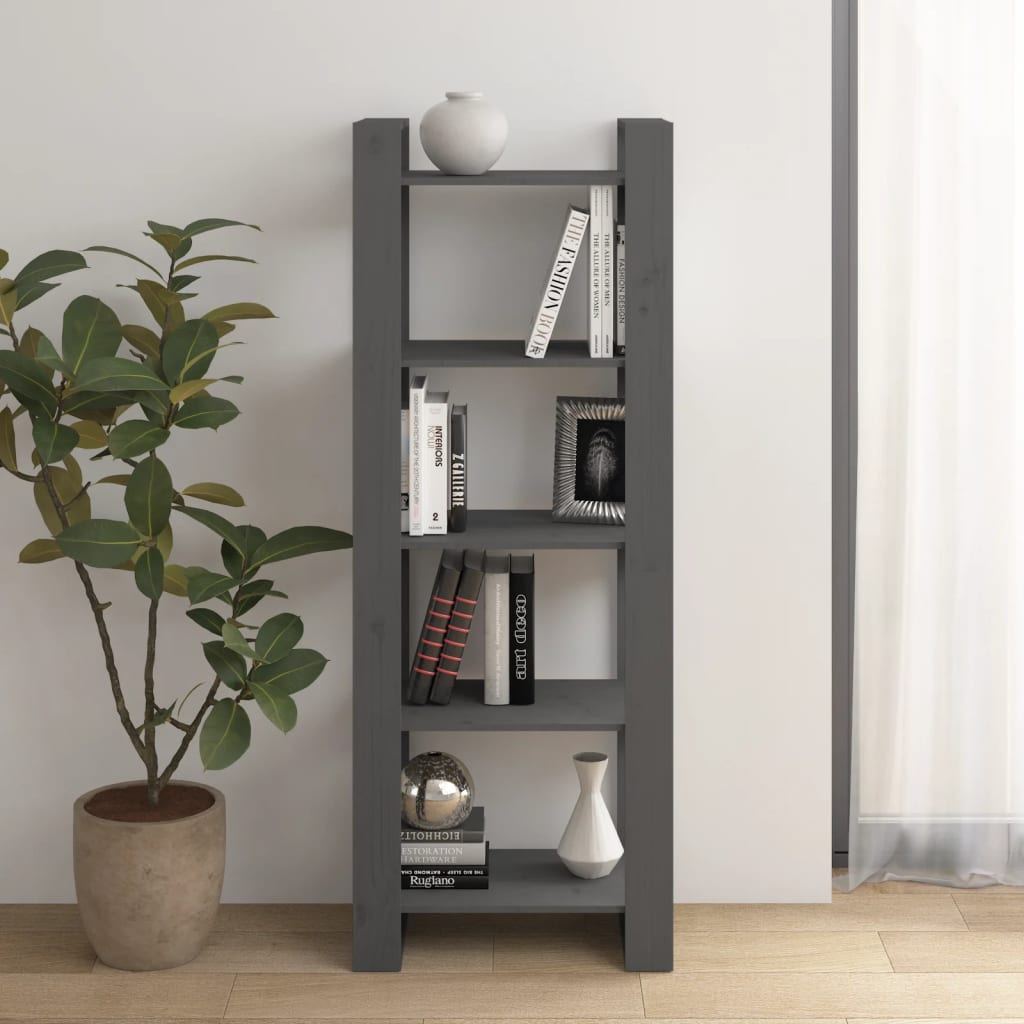 Graues Massivholz Bücherregal/Raumteiler 60x160 cm