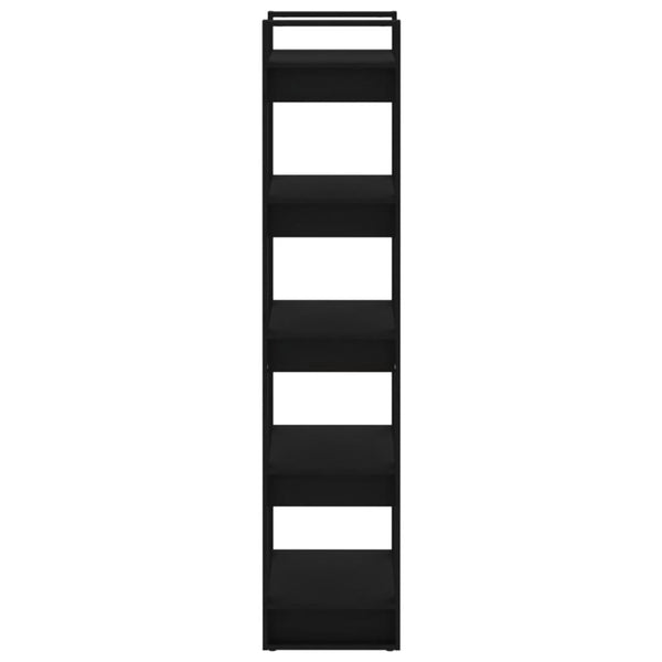 Schwarzes Bücherregal Raumteiler Massivholz 60x35x160cm