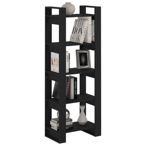Schwarzes Bücherregal Raumteiler Massivholz 60x35x160cm