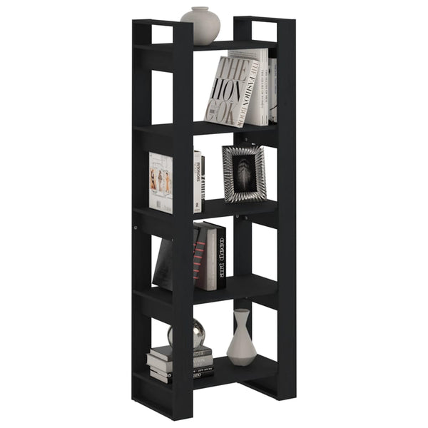 Schwarzes Bücherregal Raumteiler Massivholz 60x35x160cm