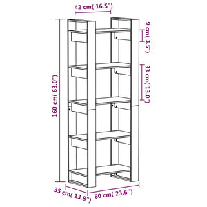 Schwarzes Bücherregal Raumteiler Massivholz 60x35x160cm
