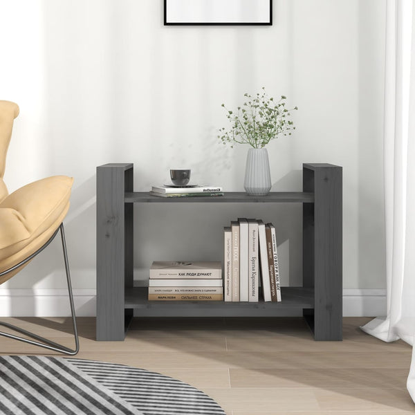 Graues Kiefer Massivholz Bücherregal 80cm