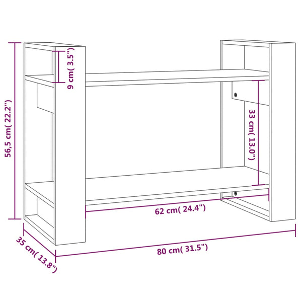 Graues Kiefer Massivholz Bücherregal 80cm