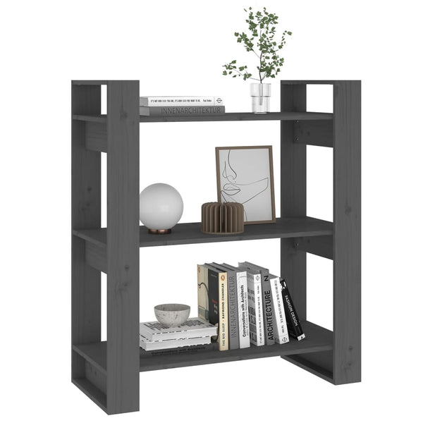Graues Bücherregal Kiefer Massivholz 80x91 cm
