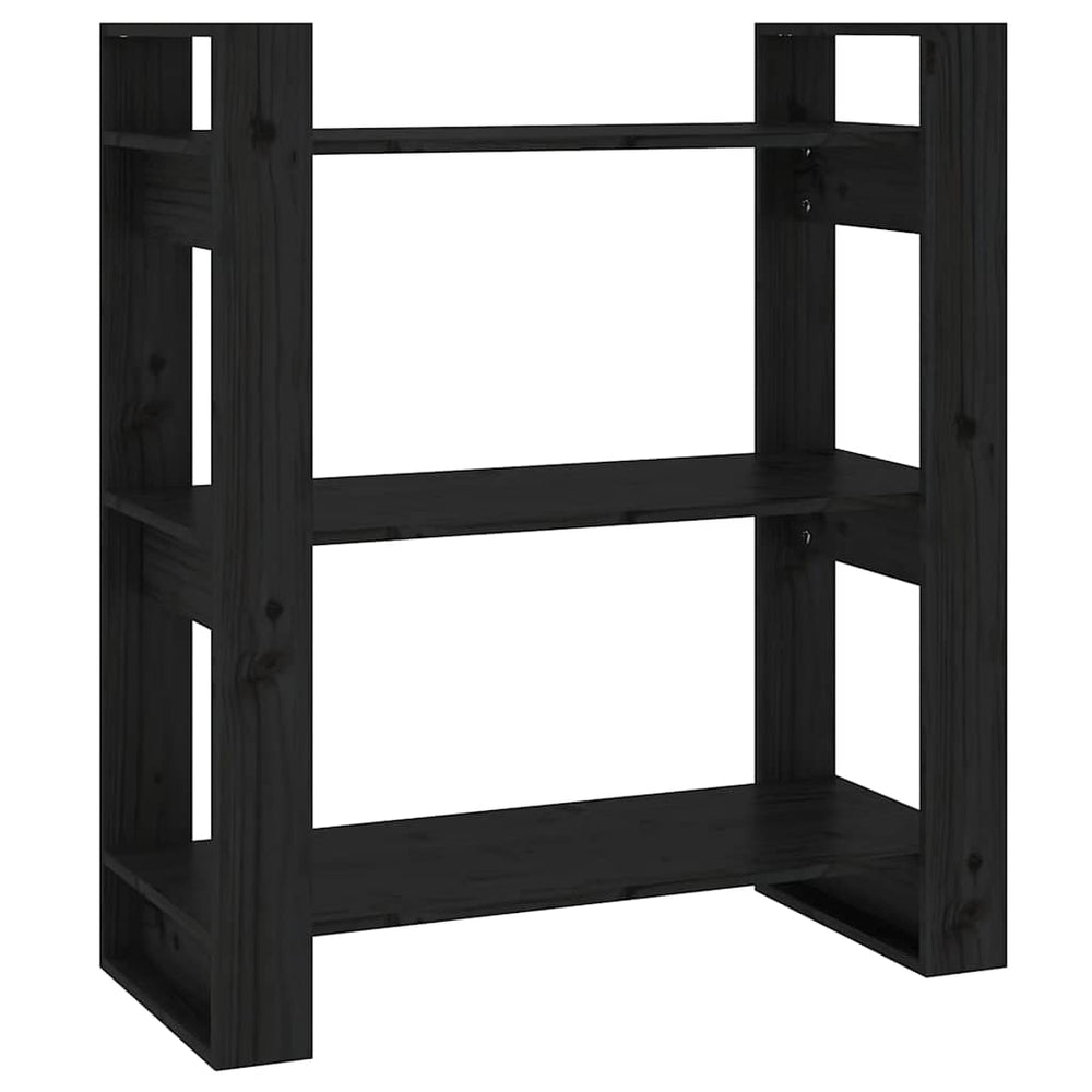 vidaXL Étagère/Séparateur de pièce Noir 80x35x91 cm Bois de pin massif