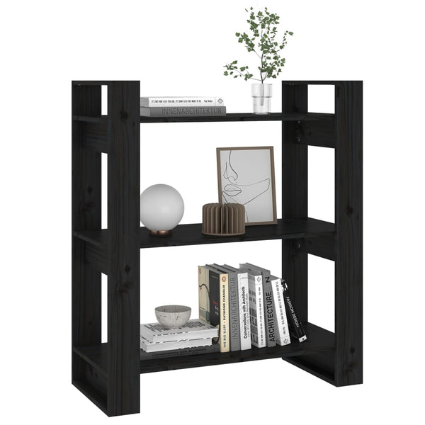 vidaXL Étagère/Séparateur de pièce Noir 80x35x91 cm Bois de pin massif