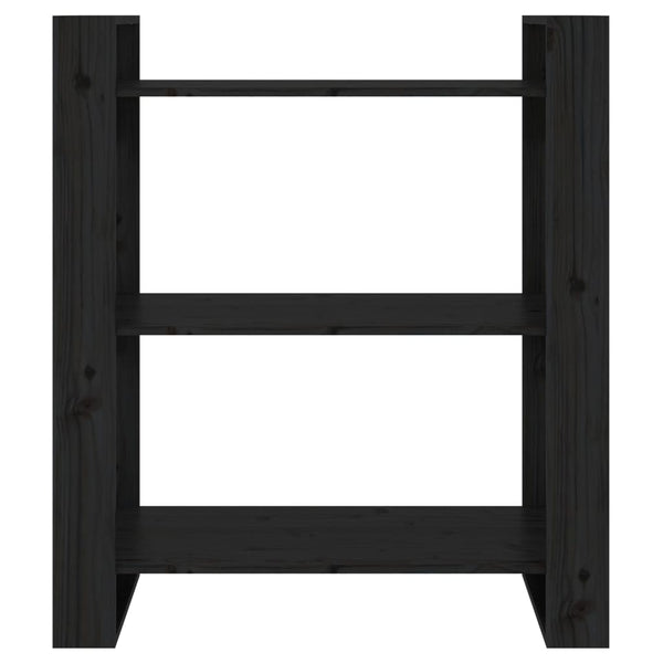 vidaXL Étagère/Séparateur de pièce Noir 80x35x91 cm Bois de pin massif