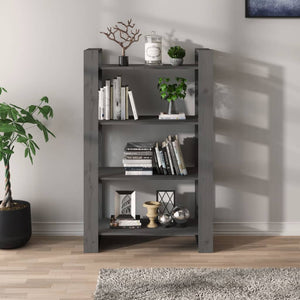 Graues Bücherregal Kiefer Massivholz 80x125cm