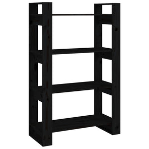 Schwarzes Bücherregal Raumteiler Kiefer Massivholz 80x125cm