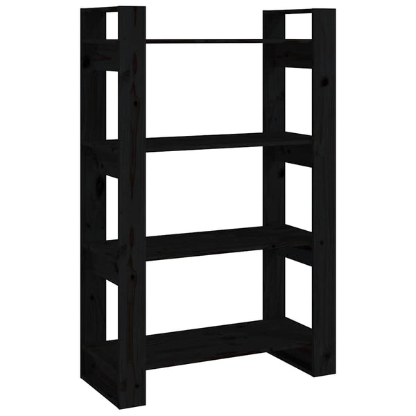 Schwarzes Bücherregal Raumteiler Kiefer Massivholz 80x125cm