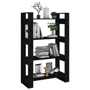 Schwarzes Bücherregal Raumteiler Kiefer Massivholz 80x125cm