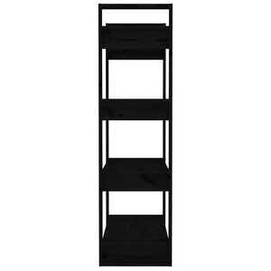 Schwarzes Bücherregal Raumteiler Kiefer Massivholz 80x125cm