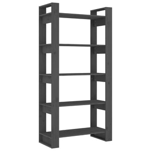 Graues Bücherregal Raumteiler Massivholz 80x160 cm