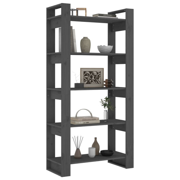 Graues Bücherregal Raumteiler Massivholz 80x160 cm