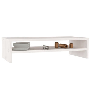 vidaXL Support d'écran Blanc 50x24x13 cm Bois de pin massif
