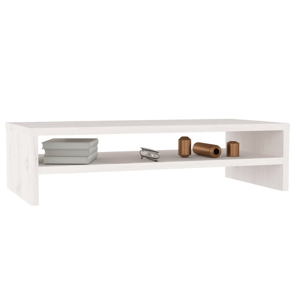 vidaXL Support d'écran Blanc 50x24x13 cm Bois de pin massif