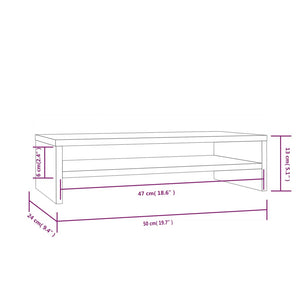 vidaXL Support d'écran Blanc 50x24x13 cm Bois de pin massif