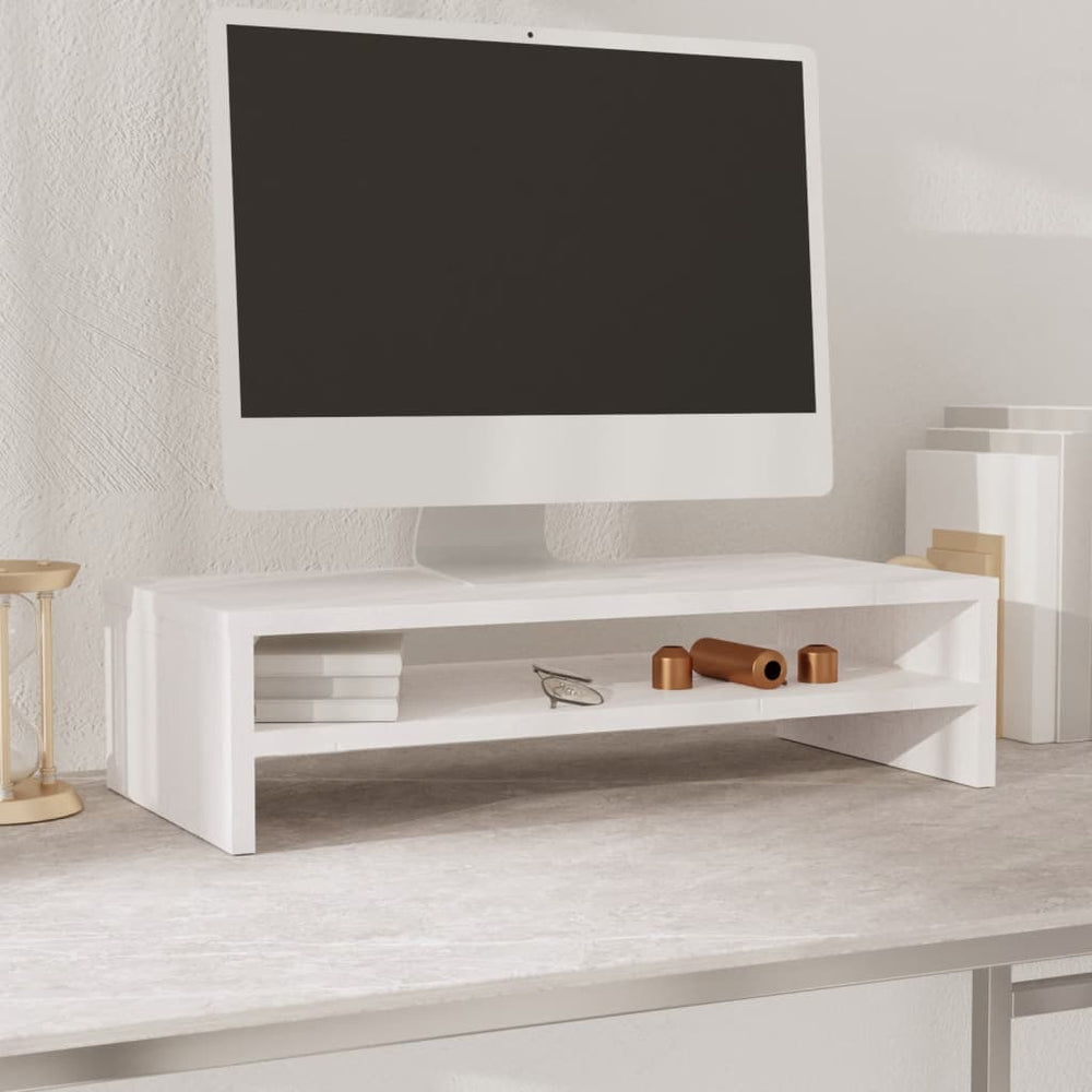 vidaXL Monitor Stand White 50x24x13 cm Solid Pine Wood