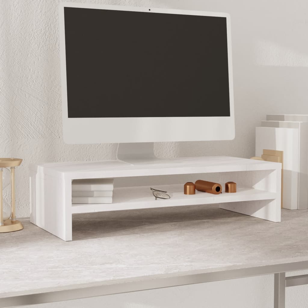 vidaXL Support d'écran Blanc 50x24x13 cm Bois de pin massif