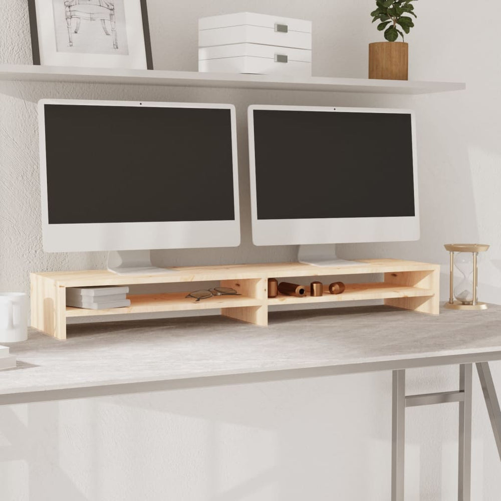 vidaXL Monitor Stand 100x24x13 cm Solid Pine Wood