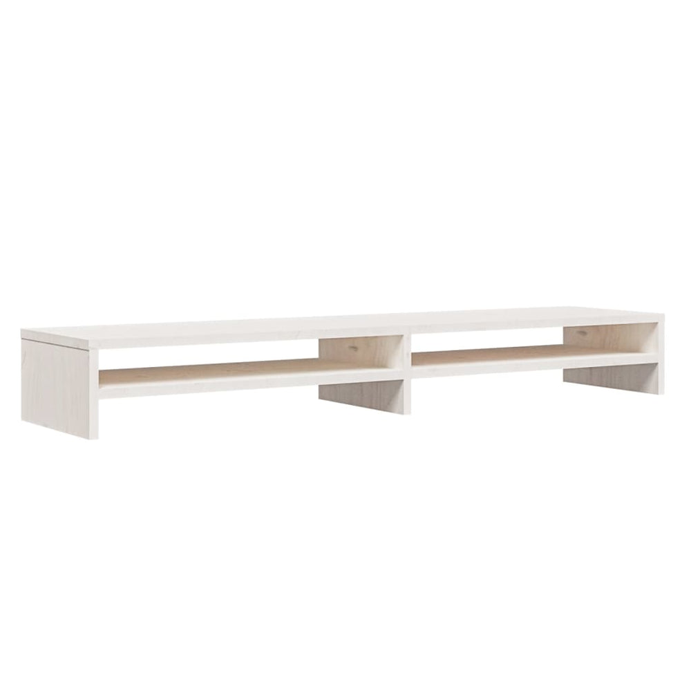 vidaXL Support d'écran Blanc 100x24x13 cm Bois de pin massif