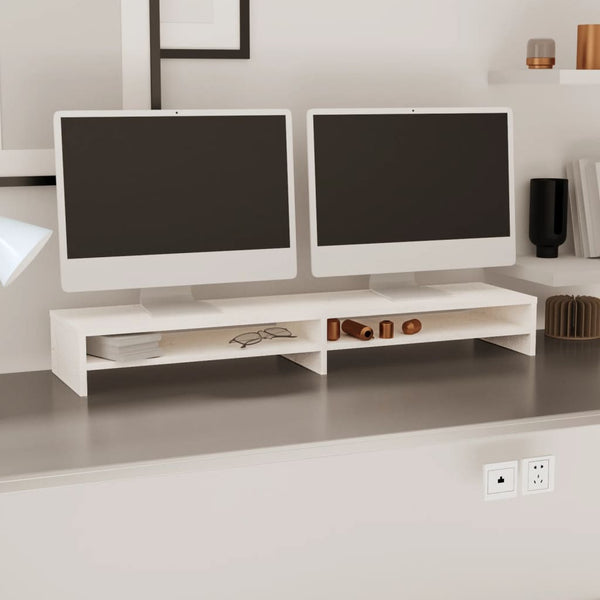 Monitorständer Weiß Kiefer Massivholz 100cm