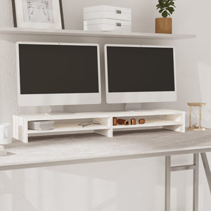 Monitorständer Weiß Kiefer Massivholz 100cm