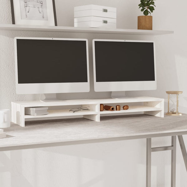 Monitorständer Weiß Kiefer Massivholz 100cm