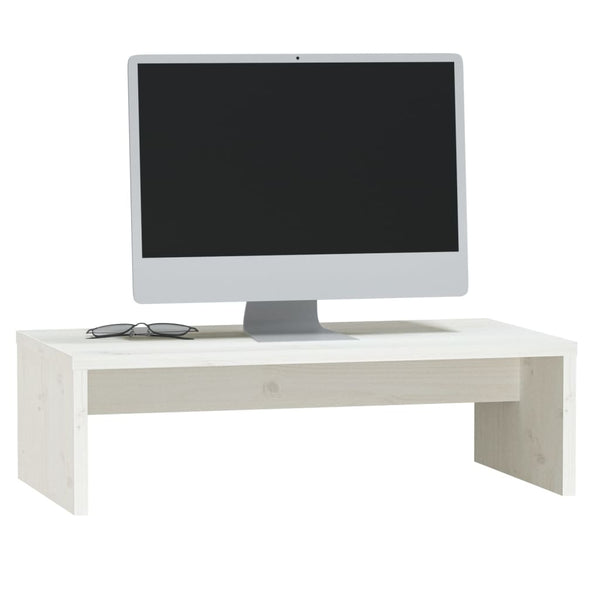 vidaXL Support d'écran blanc 50x27x15 cm en bois de pin massif