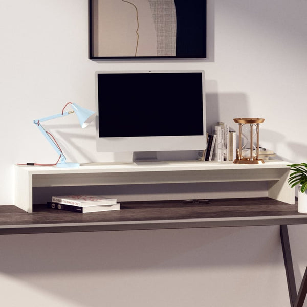 Monitorständer Weiß Kiefer 100 cm