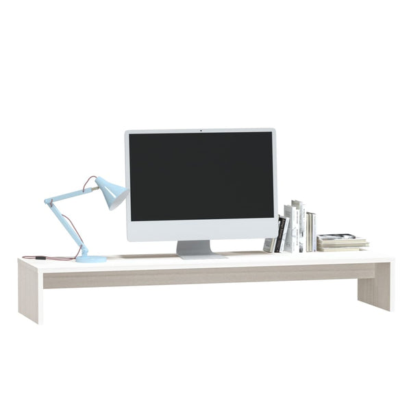 Monitorständer Weiß Kiefer 100 cm