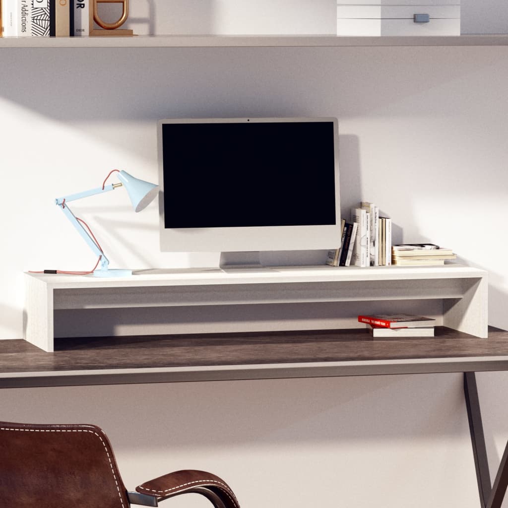 Monitorständer Weiß Kiefer 100 cm