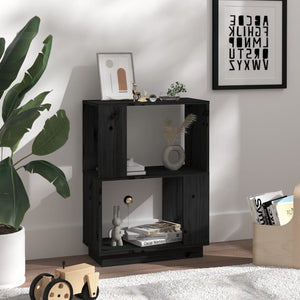 Schwarzes Bücherregal Raumteiler Kiefer Massivholz 70cm