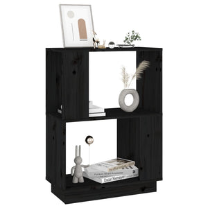 Schwarzes Bücherregal Raumteiler Kiefer Massivholz 70cm