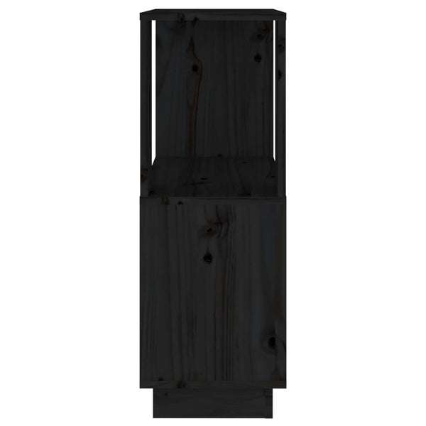 Schwarzes Bücherregal Raumteiler Kiefer Massivholz 70cm