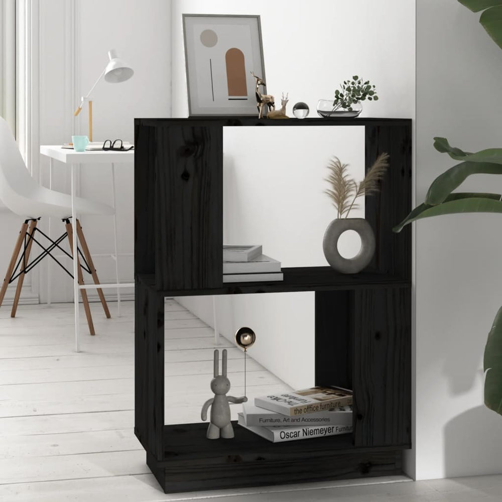 Schwarzes Bücherregal Raumteiler Kiefer Massivholz 70cm