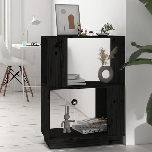 Schwarzes Bücherregal Raumteiler Kiefer Massivholz 70cm