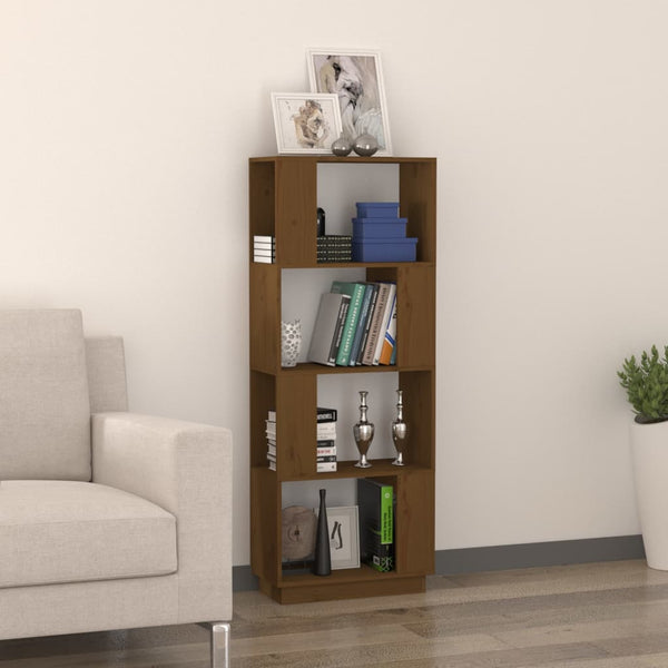 Bücherregal Raumteiler Honigbraun Kiefer Massivholz