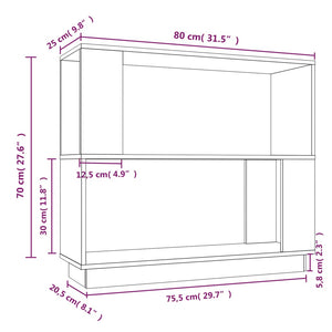 Weißes Bücherregal Raumteiler Kiefer Massivholz 80x70 cm